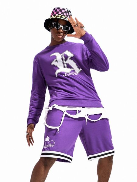 romwe limited guys letter striped sweatshirt & shorts l0t8#, Gray
romwe limited guys letter striped sweatshirt & shorts l0t8#, Gray