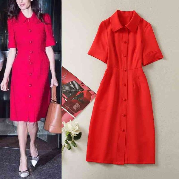 casual dresses red skirt summer women's lapel single breasted slim fitting short sleeved dress, Black;gray
casual dresses red skirt summer women's lapel single breasted slim fitting short sleeved dress, Black;gray