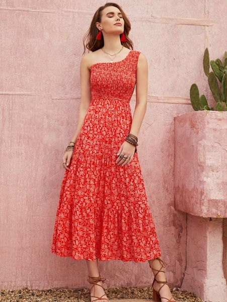 rusttydustty one shoulder ditsy floral print shirred ruffle hem dress x486#, Black;gray
rusttydustty one shoulder ditsy floral print shirred ruffle hem dress x486#, Black;gray