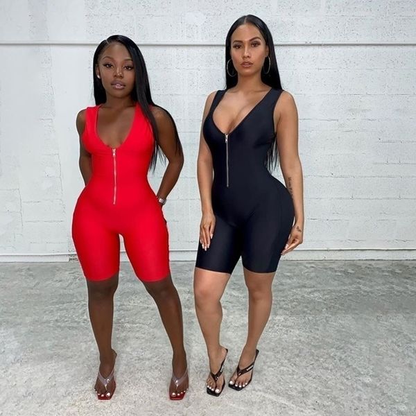 v neck zipper bodycon rompers jumpsuit sleeveless summer sporty workout biker shorts playsuits skinny solid y200822, Black;white
v neck zipper bodycon rompers jumpsuit sleeveless summer sporty workout biker shorts playsuits skinny solid y200822, Black;white