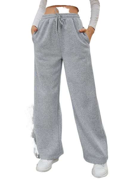 solid drawstring slant pocket sweatpants k2jb#, Black;white
