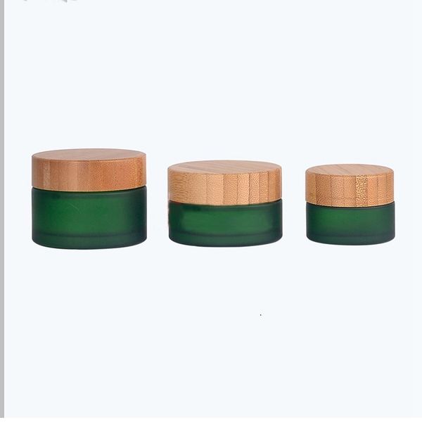 green frosted glass cosmetic jars cream bottles travel size 30g 50g with natural bamboo cap pp inner cover
green frosted glass cosmetic jars cream bottles travel size 30g 50g with natural bamboo cap pp inner cover