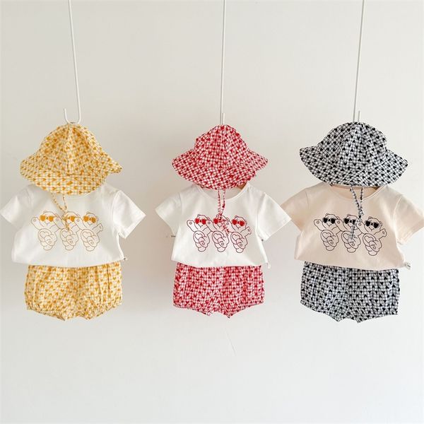 summer baby short sleeve clothes set kids girl cute bear print t shirt + shorts + hat 3pcs set infant boy outfits suit 220509, White
summer baby short sleeve clothes set kids girl cute bear print t shirt + shorts + hat 3pcs set infant boy outfits suit 220509, White