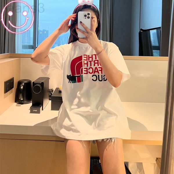 women's t-shirt designer new 2022 g family co branded little black cat design sense men's women's short sleeved summer couple, White
women's t-shirt designer new 2022 g family co branded little black cat design sense men's women's short sleeved summer couple, White