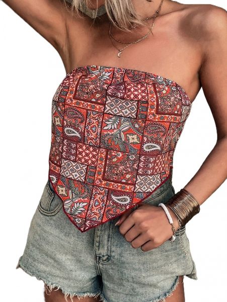 paisley patchwork print shirred back bandana tube b2fo#, White
paisley patchwork print shirred back bandana tube b2fo#, White