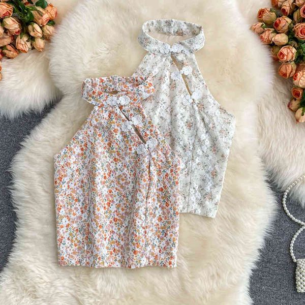 women's blouses shirts hong kong style sleeveless short women's summer 2022 hanging neck open back button floral shirt z0mi, White
women's blouses shirts hong kong style sleeveless short women's summer 2022 hanging neck open back button floral shirt z0mi, White