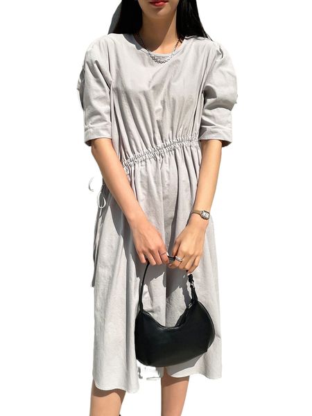 dazy-less puff sleeve drawstring waist dress z1ip#, Black;gray
dazy-less puff sleeve drawstring waist dress z1ip#, Black;gray
