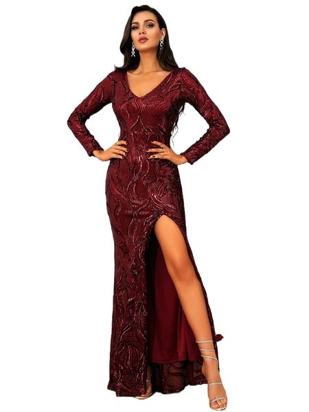 love&lemonade sequin split thigh mermaid hem bodycon formal dress j1hm#, Black;gray
love&lemonade sequin split thigh mermaid hem bodycon formal dress j1hm#, Black;gray