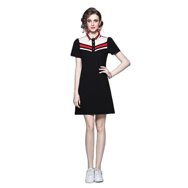 lapel short sleeve striped dress summer woman designer vacation slim fit stylish mini milan style women clothes sports a-line frocks to 2xl, Black;gray
lapel short sleeve striped dress summer woman designer vacation slim fit stylish mini milan style women clothes sports a-line frocks to 2xl, Black;gray