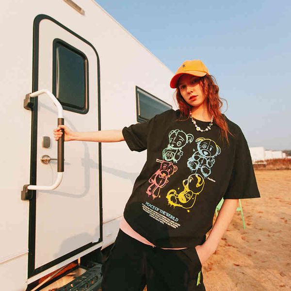 harajuku style minority bear print short sleeve t-shirt men's high sense fashion net red ins super fire pure cotton t-shirt, White;black
harajuku style minority bear print short sleeve t-shirt men's high sense fashion net red ins super fire pure cotton t-shirt, White;black