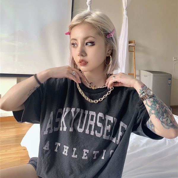 askyurself athletic vintage t shirts ask ay short sleeves washed retro plus size tee high street jerseys men's clothing man women overs, White;black
askyurself athletic vintage t shirts ask ay short sleeves washed retro plus size tee high street jerseys men's clothing man women overs, White;black