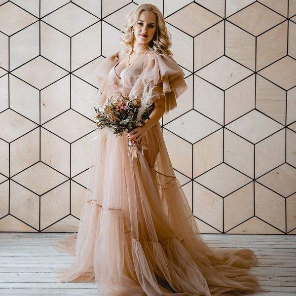 bohemian style prom dresses empire khaki tulle baby shower gowns vestido de novia long maternity pshooting dress custom made, Black
bohemian style prom dresses empire khaki tulle baby shower gowns vestido de novia long maternity pshooting dress custom made, Black