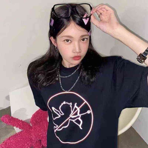 correct version legal tide brand items witt cute angel cupid printed men's and women's short sleeve t-shirt, White;black
correct version legal tide brand items witt cute angel cupid printed men's and women's short sleeve t-shirt, White;black