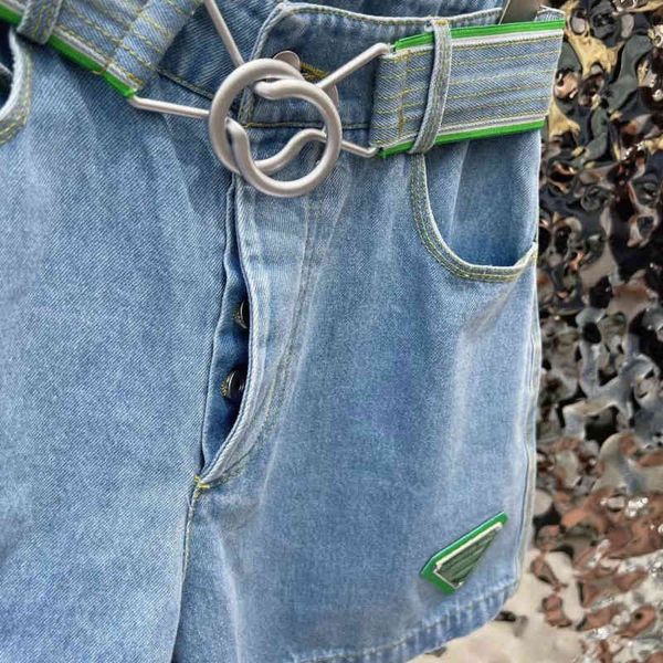 women's short bvs triangle metal belt denim shorts 2022 new style straight loose jeans ladies summer casual pants, White;black
women's short bvs triangle metal belt denim shorts 2022 new style straight loose jeans ladies summer casual pants, White;black