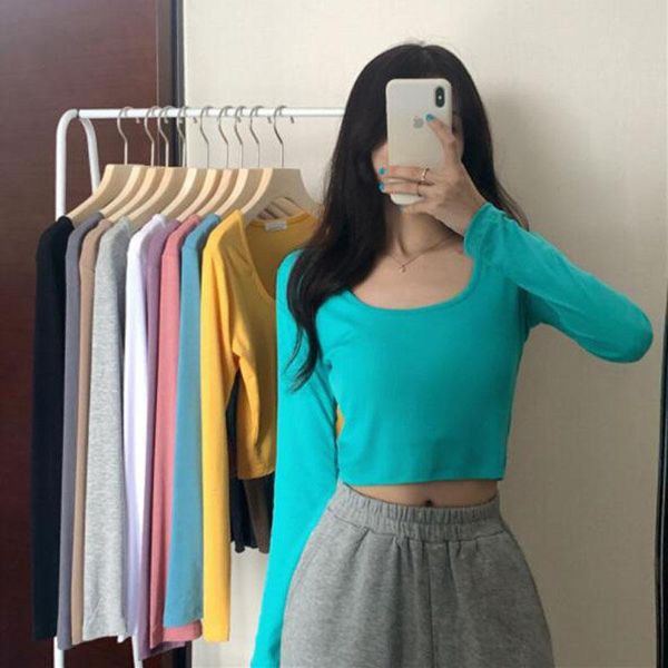 women's t-shirt fashion t shirts women short length solid color long sleeve o neck cotton spandex shirt womanwomen's, White
women's t-shirt fashion t shirts women short length solid color long sleeve o neck cotton spandex shirt womanwomen's, White