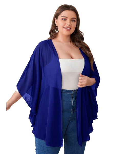 plus plain sheer mesh kimono a2ug#, Black;gray 
plus plain sheer mesh kimono a2ug#, Black;gray