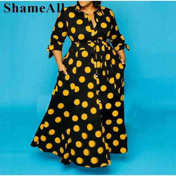 plus size threequarter sleeve polka dot long maxi dress with belt xl vintage elegant high waist sashes button up shirt dress l220601, Black;gray
plus size threequarter sleeve polka dot long maxi dress with belt xl vintage elegant high waist sashes button up shirt dress l220601, Black;gray