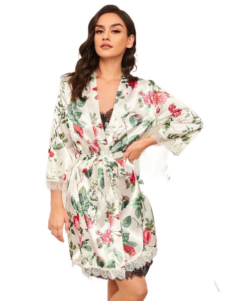 floral print lace trim belted satin night robe d84v#, Black;red
floral print lace trim belted satin night robe d84v#, Black;red