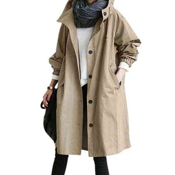 women's trench coats 2021 women coat spring autumn solid color pocket hooded windbreaker plus size long outerwear overcoat t220811, Tan;black
women's trench coats 2021 women coat spring autumn solid color pocket hooded windbreaker plus size long outerwear overcoat t220811, Tan;black
