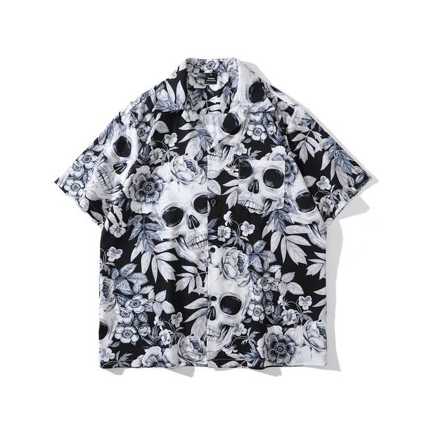 men's casual shirts high street flower lapel casual shirt skull printed hawaiian cardigan short sleeve, White;black
men's casual shirts high street flower lapel casual shirt skull printed hawaiian cardigan short sleeve, White;black