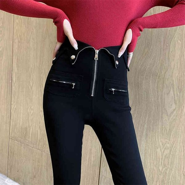fashionable high stretch double zipper wash water tight high waist trousers jxmyy 210412, Black
fashionable high stretch double zipper wash water tight high waist trousers jxmyy 210412, Black
