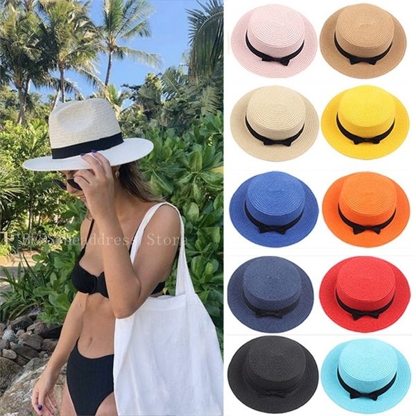 women straw hats panama wide brim jazz hat summer ladies bow knot flat sun hat sunshading chapeau beach uv protection cap 220701, Blue;gray
women straw hats panama wide brim jazz hat summer ladies bow knot flat sun hat sunshading chapeau beach uv protection cap 220701, Blue;gray