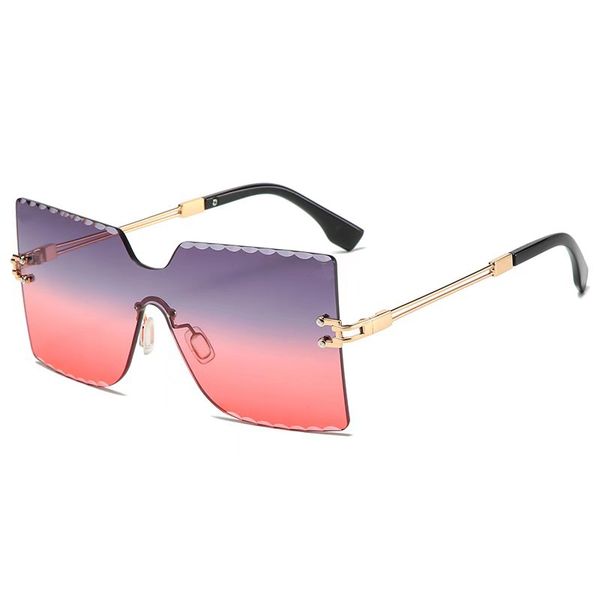 

luxury Sunglasses high quality alloy frameless pink classic pilot hot fashion women sun glasses UV400 brown frame mirror 57mm plus lens designer Chaanel 2180#