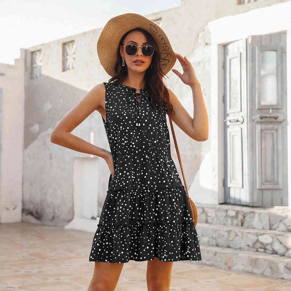 casual dresses summer polka dot tank dress women casual loose ruffle lace-up beach sundress elegant sleeveless black mini party dresses 2022, Black;gray
casual dresses summer polka dot tank dress women casual loose ruffle lace-up beach sundress elegant sleeveless black mini party dresses 2022, Black;gray