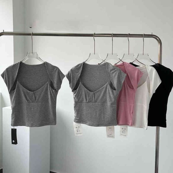 women's t-shirt good morning fan fake two short sleeved t-shirts feminine fashion ins design sense of minority chic blouse htd6, White
women's t-shirt good morning fan fake two short sleeved t-shirts feminine fashion ins design sense of minority chic blouse htd6, White