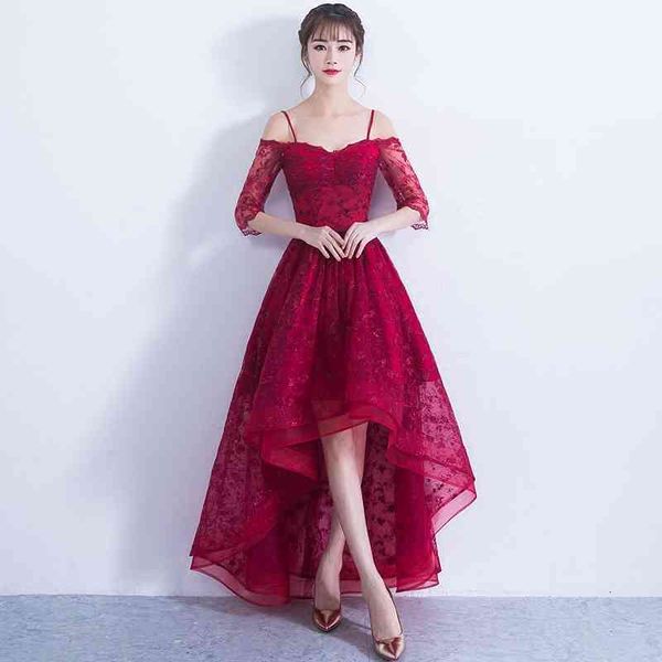 ball gown wedding dresses toast dress bride korean version short front and long back slim one le shoulder middle sleeve weddg eveng skirt, White
ball gown wedding dresses toast dress bride korean version short front and long back slim one le shoulder middle sleeve weddg eveng skirt, White