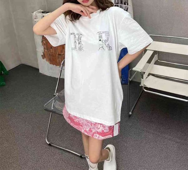 women's t-shirt di summer letter print loose short sleeve t-shirt, White
women's t-shirt di summer letter print loose short sleeve t-shirt, White