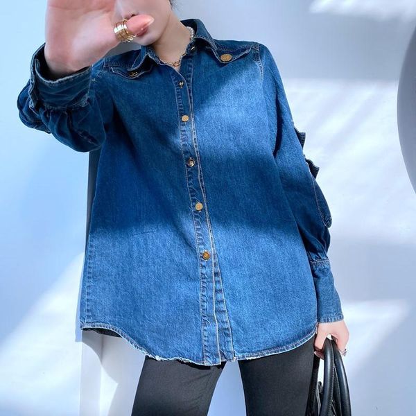 women's blouses & shirts spring print patchwork pocket tooling denim shirt women's loose vintage long sleeve turn-down collar sing, White
women's blouses & shirts spring print patchwork pocket tooling denim shirt women's loose vintage long sleeve turn-down collar sing, White