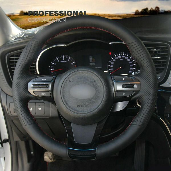 diy custom black genuine leather steering wheel cover for kia k5 optima 2014-15
diy custom black genuine leather steering wheel cover for kia k5 optima 2014-15