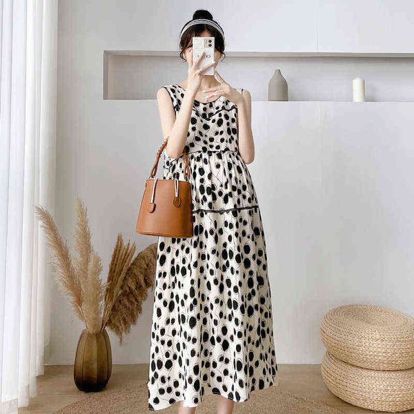 2022 new korean version of maternity dress summer loose polka dot dress summer thin temperament sleeveless long skirt fashion g220418, White
2022 new korean version of maternity dress summer loose polka dot dress summer thin temperament sleeveless long skirt fashion g220418, White