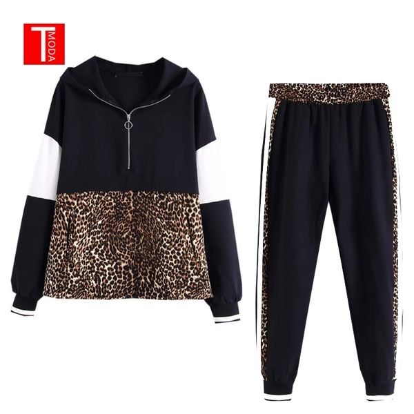 spring arrival women 2 pieces set leopard spliced sweatshirt hooded harm pant women tracksuits hoodies jogging outfiits y200110, White
spring arrival women 2 pieces set leopard spliced sweatshirt hooded harm pant women tracksuits hoodies jogging outfiits y200110, White