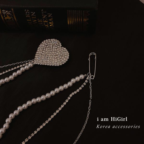 european and american fashion design heart shape with diamond pearl long tassel more wear french net red elegant clothes accessories brooch, Gray
european and american fashion design heart shape with diamond pearl long tassel more wear french net red elegant clothes accessories brooch, Gray