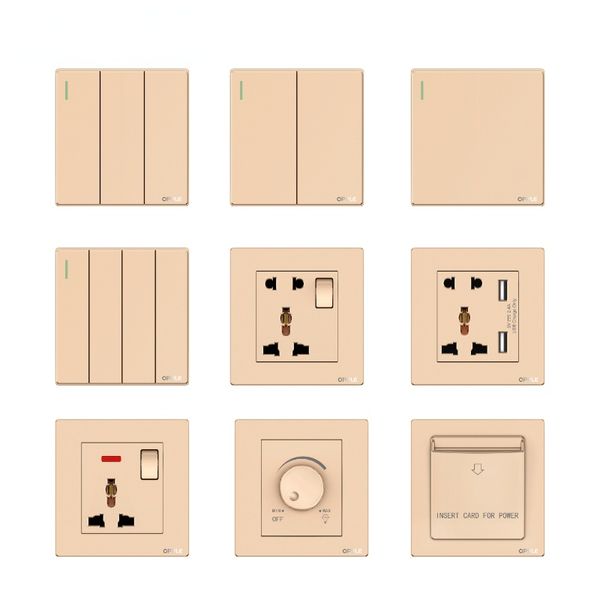 

opple universal safe socket switch 1 2 3 gang key fluorescent wall usb switches electricity doorbell protection fireproof golden