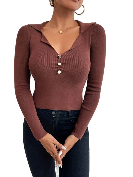 button detail ribbed knit sweater b92s#, White;black
button detail ribbed knit sweater b92s#, White;black