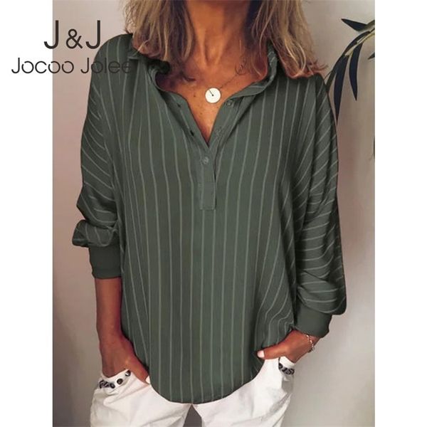 jocoo jolee women autumn striped long sleeve shirt loose button v neck pullover female fashion casual plus size blouse 210303, White
jocoo jolee women autumn striped long sleeve shirt loose button v neck pullover female fashion casual plus size blouse 210303, White
