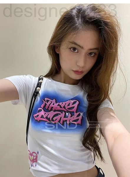 women's t-shirt designer spring and summer sugi letter color printing short high waist round neck sleeve t-shirt for women zg30, White
women's t-shirt designer spring and summer sugi letter color printing short high waist round neck sleeve t-shirt for women zg30, White