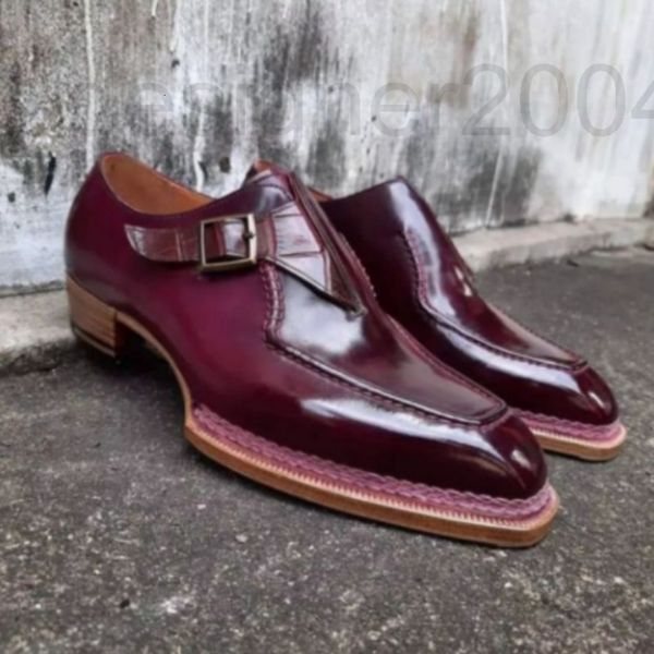 dress shoes designer men's shoes red pu leather sewn with low heel and pointed buckle monks' inner raised thick soled personality, Black
dress shoes designer men's shoes red pu leather sewn with low heel and pointed buckle monks' inner raised thick soled personality, Black