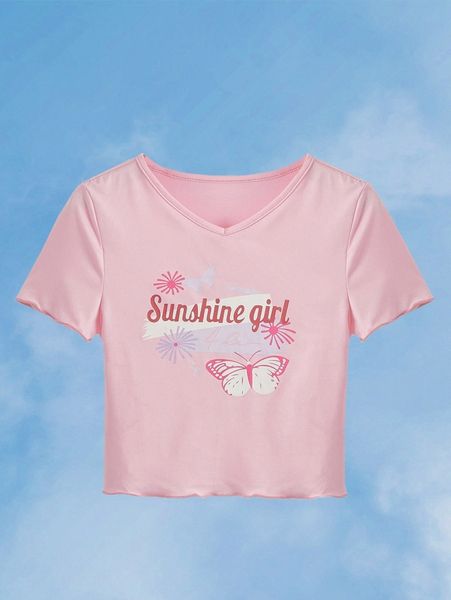romwe butterfly letter graphic tee 54at#, White
