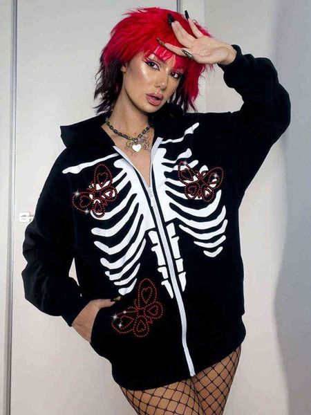 weiyao black gothic hoodies skulls print techwear zip up autumn winter sweatshirts women dark academia bomber jackets coats t220726
weiyao black gothic hoodies skulls print techwear zip up autumn winter sweatshirts women dark academia bomber jackets coats t220726