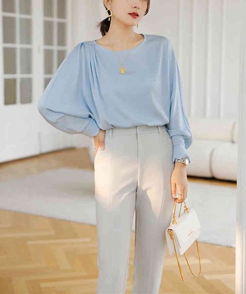 women's blouses & shirts town store 6a mulberry silk niche design bat sleeve casual and versatile shirt women, White
women's blouses & shirts town store 6a mulberry silk niche design bat sleeve casual and versatile shirt women, White