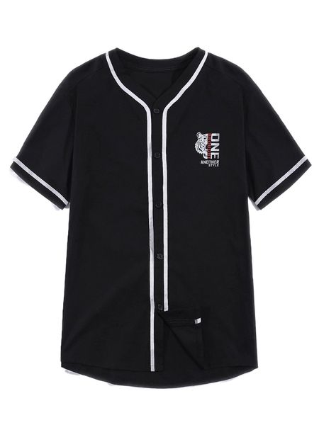 men tiger & letter graphic contrast panel shirt without tee j8ed#, White;black
men tiger & letter graphic contrast panel shirt without tee j8ed#, White;black