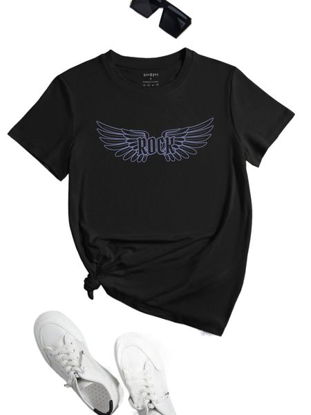 wings & letter graphic tee q00n#, White