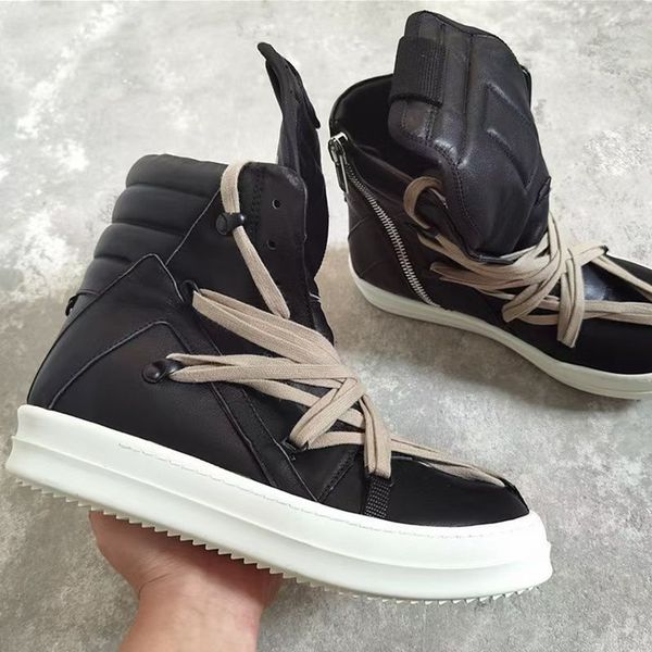 high cross-tied 2022ss lace up flat trainers rock boots genuine leather designer lux geobasket handmade tpu booties, Black
high cross-tied 2022ss lace up flat trainers rock boots genuine leather designer lux geobasket handmade tpu booties, Black