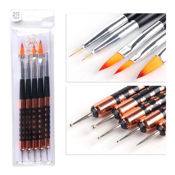 5pcs/set acrylic 2 in 1 nails art dotting pen drawing double head gel brushes for manicure uv painting liner accessories tools 170, Silver
5pcs/set acrylic 2 in 1 nails art dotting pen drawing double head gel brushes for manicure uv painting liner accessories tools 170, Silver