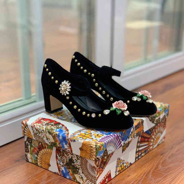 dress shoes women's size35-41 flannel pumps mary jane genuine leather high heels appliques crystal rivet designer shoes, Black
dress shoes women's size35-41 flannel pumps mary jane genuine leather high heels appliques crystal rivet designer shoes, Black