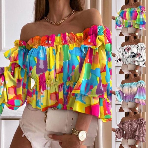 women t shirts off shoulder multi layer colorful pleated ladies flare sleeve shirt for dating club autumn 220714, White
women t shirts off shoulder multi layer colorful pleated ladies flare sleeve shirt for dating club autumn 220714, White